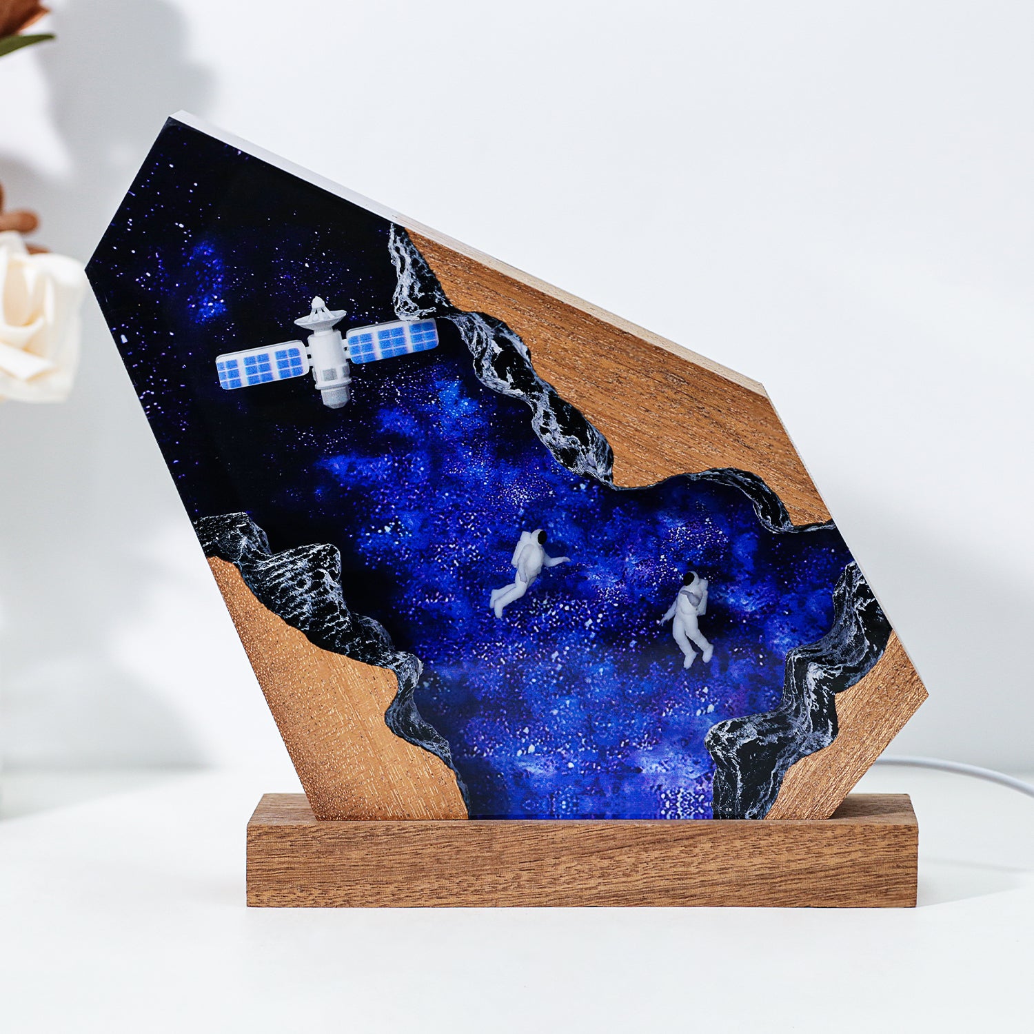 Satellite & Astronauts Orbital Rift Resin Lamp