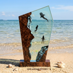 Whale Shark & Diver Ocean Resin Lamp - Epoxy Night Light