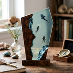 Whale Shark & Diver Ocean Resin Lamp - Epoxy Night Light