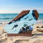 Shipwreck & Whale Shark Ocean Resin Lamp - Diver Night Light
