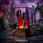 Spooky Zombie Hand & Pumpkin Halloween Resin Lamp