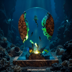 Whale Shark & Scuba Diver Shipwreck Ocean Resin Lamp