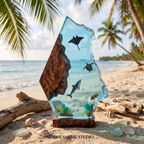 Shark Manta Ray & Sea Turtle Ocean Resin Lamp