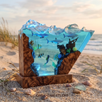 Shark & Diver Shipwreck Ocean Wave Resin Lamp