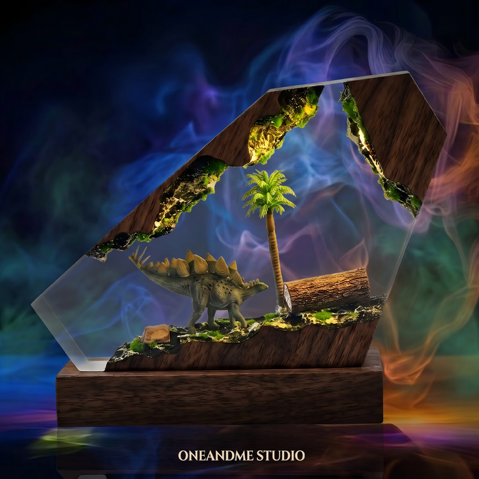 Stegosaurus Dinosaur Prehistoric Cave Resin Lamp