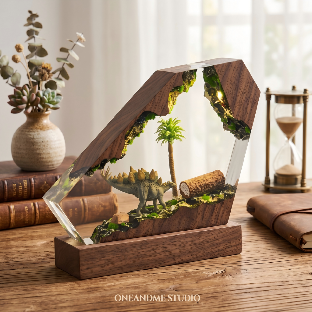 Stegosaurus Dinosaur Prehistoric Cave Resin Lamp