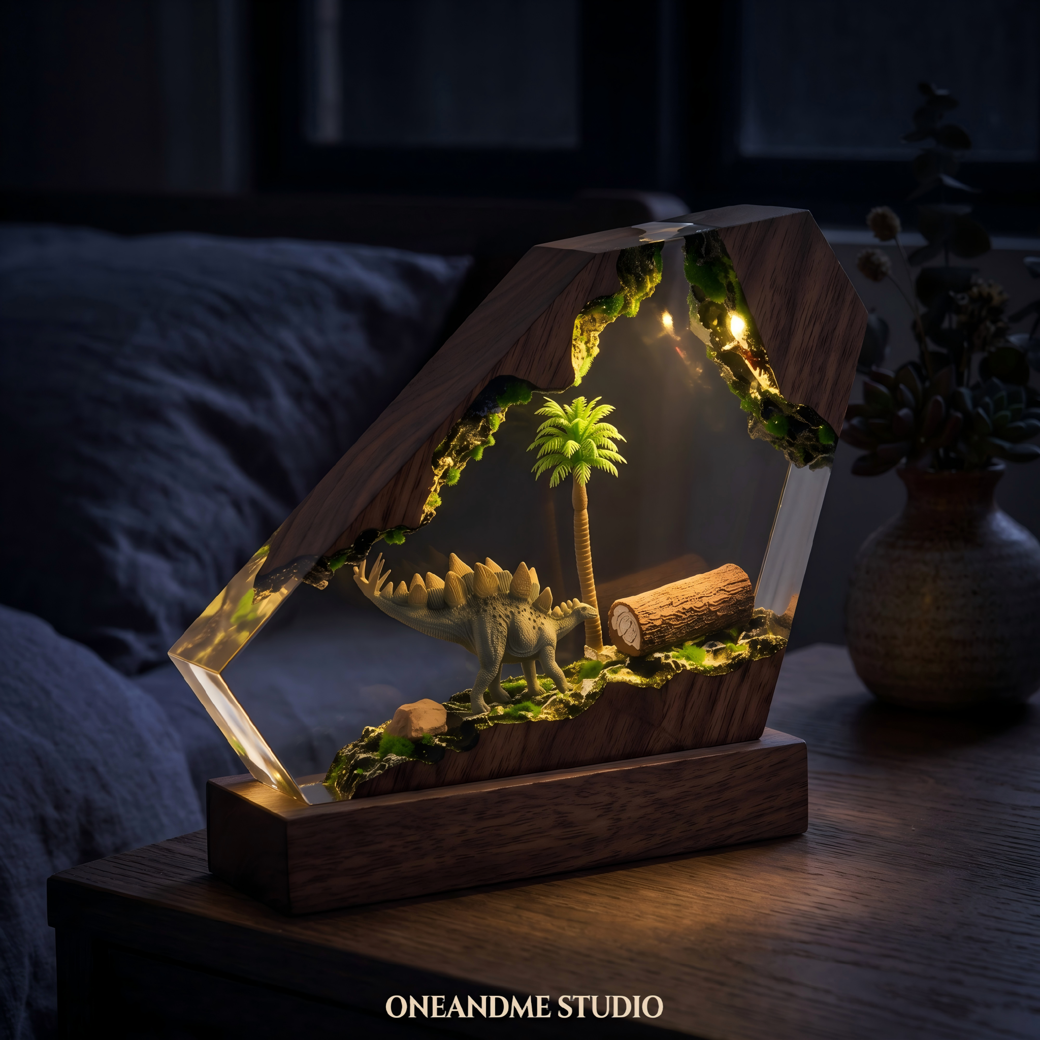 Stegosaurus Dinosaur Prehistoric Cave Resin Lamp