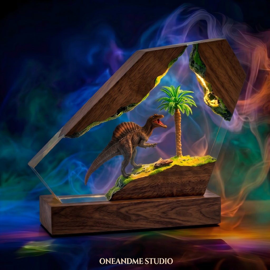 Spinosaurus Dinosaur Prehistoric Cave Resin Lamp