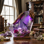 Gothic Raven & Skull Epoxy Resin Lamp