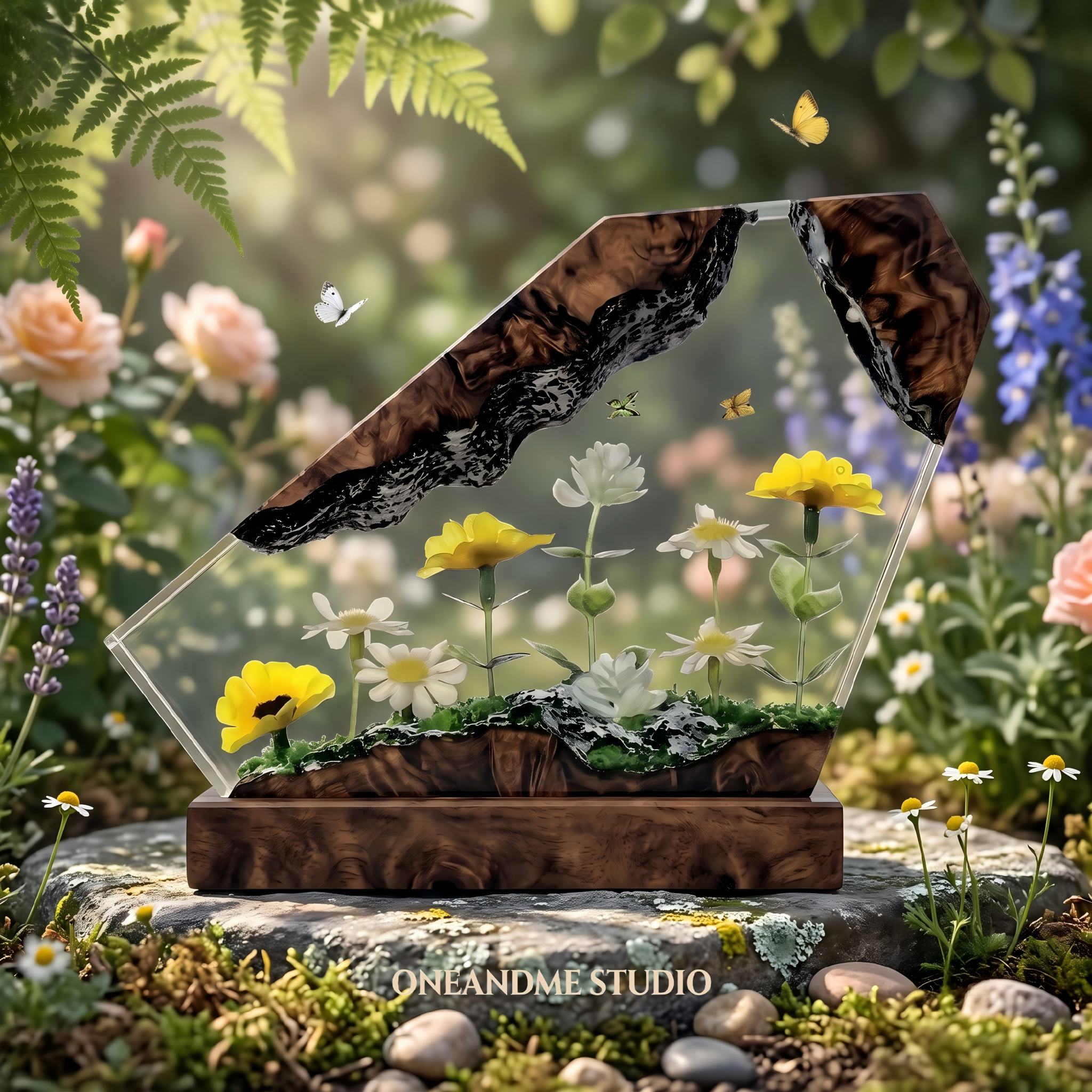 Blooming Wildflower Botanical Garden Resin Lamp