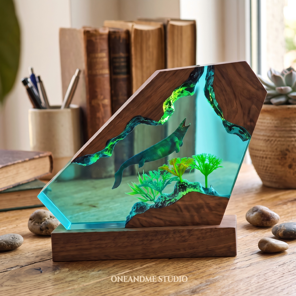 Mosasaurus Dinosaur Prehistoric Ocean Cave Resin Lamp