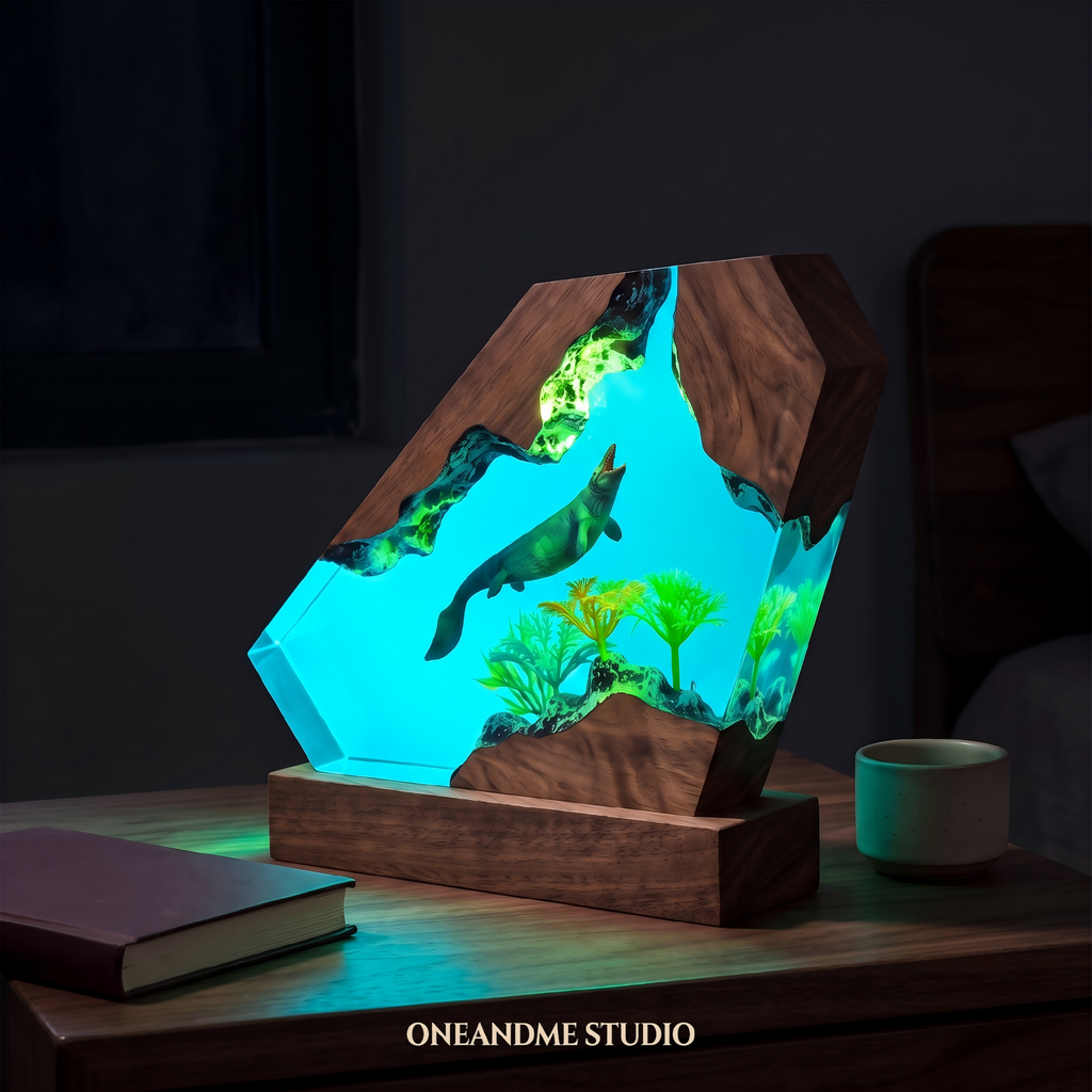 Mosasaurus Dinosaur Prehistoric Ocean Cave Resin Lamp